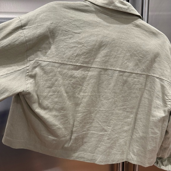 Zara Olive Green Cropped Linen Jacket - Picture 7 of 7